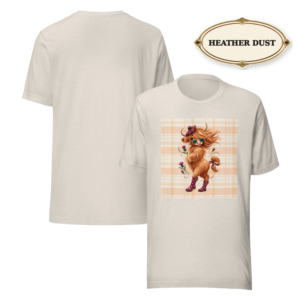 Women’s Highland Cow Graphic Tee, Cute Western Shirt, Cow Lover Gift