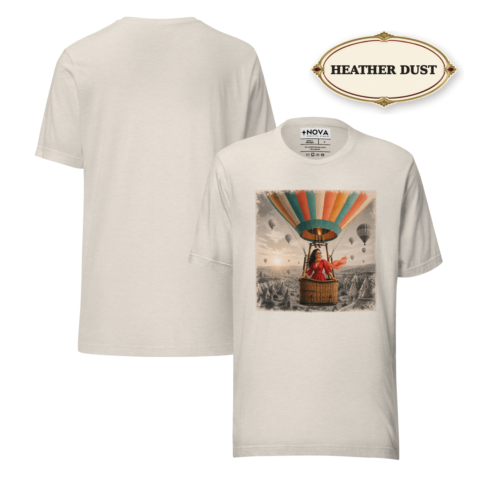 Hot Air Balloon Graphic Tee, Vintage Woman Travel Shirt, Whimsical Adventure Gift