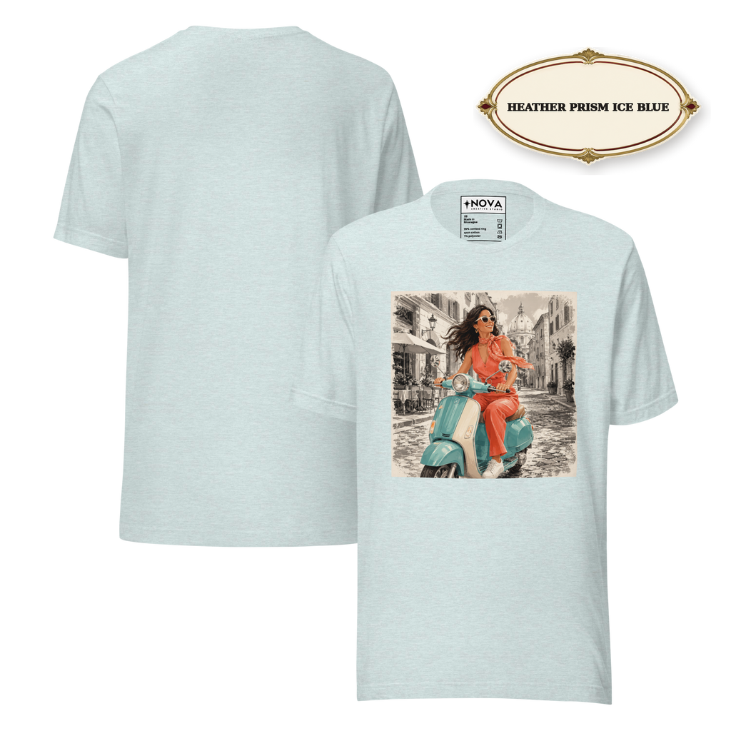 Italian Summer T-Shirt, Vintage Vespa Girl Tee, Retro Italy Travel Shirt, Mediterranean Vacation Top, Dolce Vita Graphic Tee