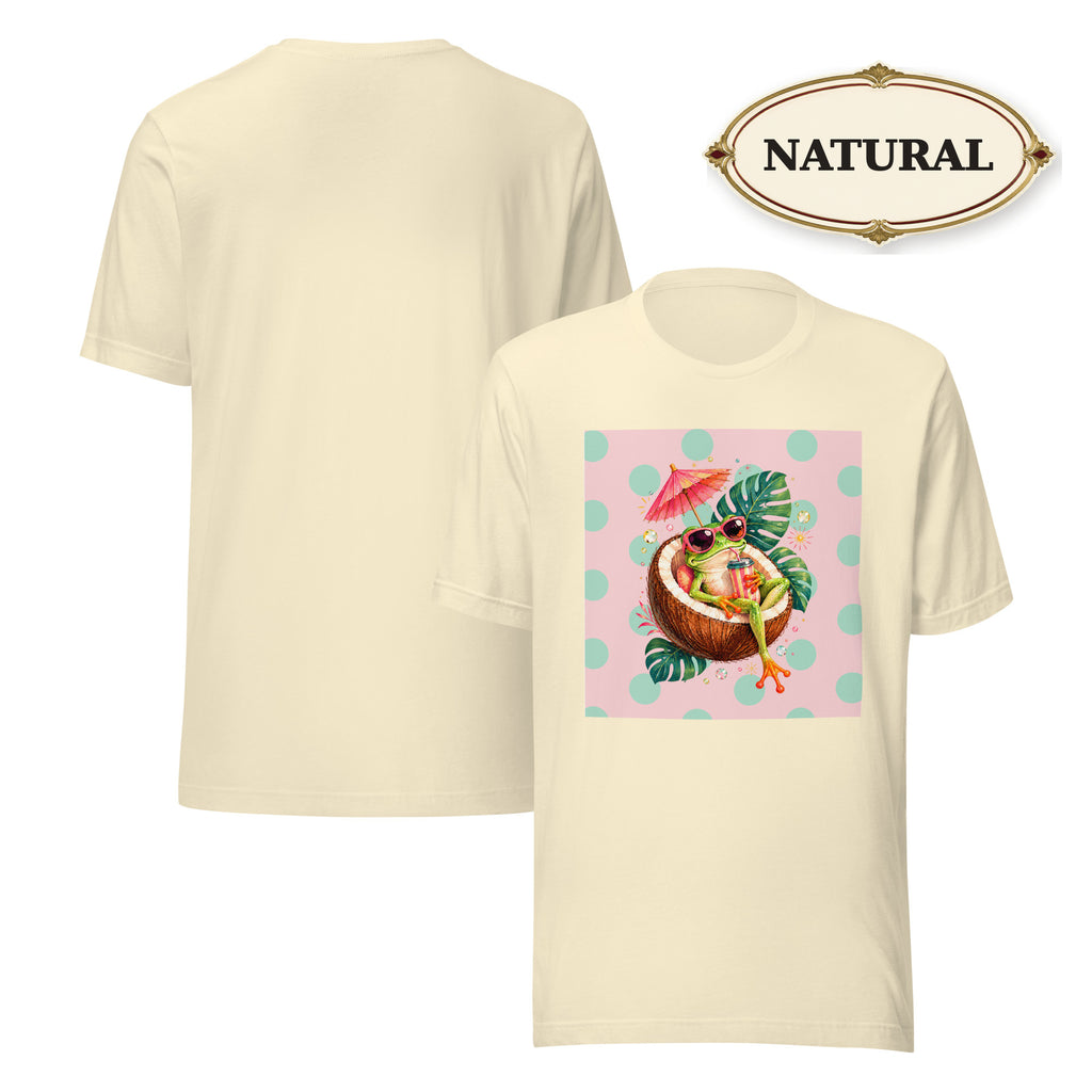 Women’s Tropical Cocktail Graphic Tee, Coconut Drink Summer Shirt