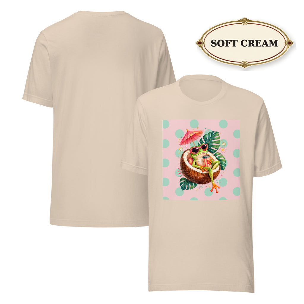 Women’s Tropical Cocktail Graphic Tee, Coconut Drink Summer Shirt