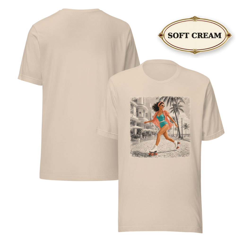 Miami Shirt for Women, Retro Roller Skating Tee, Vintage Florida T-Shirt, Miami Beach Graphic Tee, Summer Vacation Shirt, Skater Girl Gift