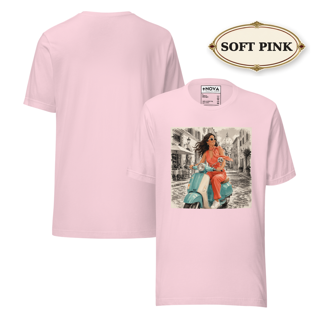 Italian Summer T-Shirt, Vintage Vespa Girl Tee, Retro Italy Travel Shirt, Mediterranean Vacation Top, Dolce Vita Graphic Tee