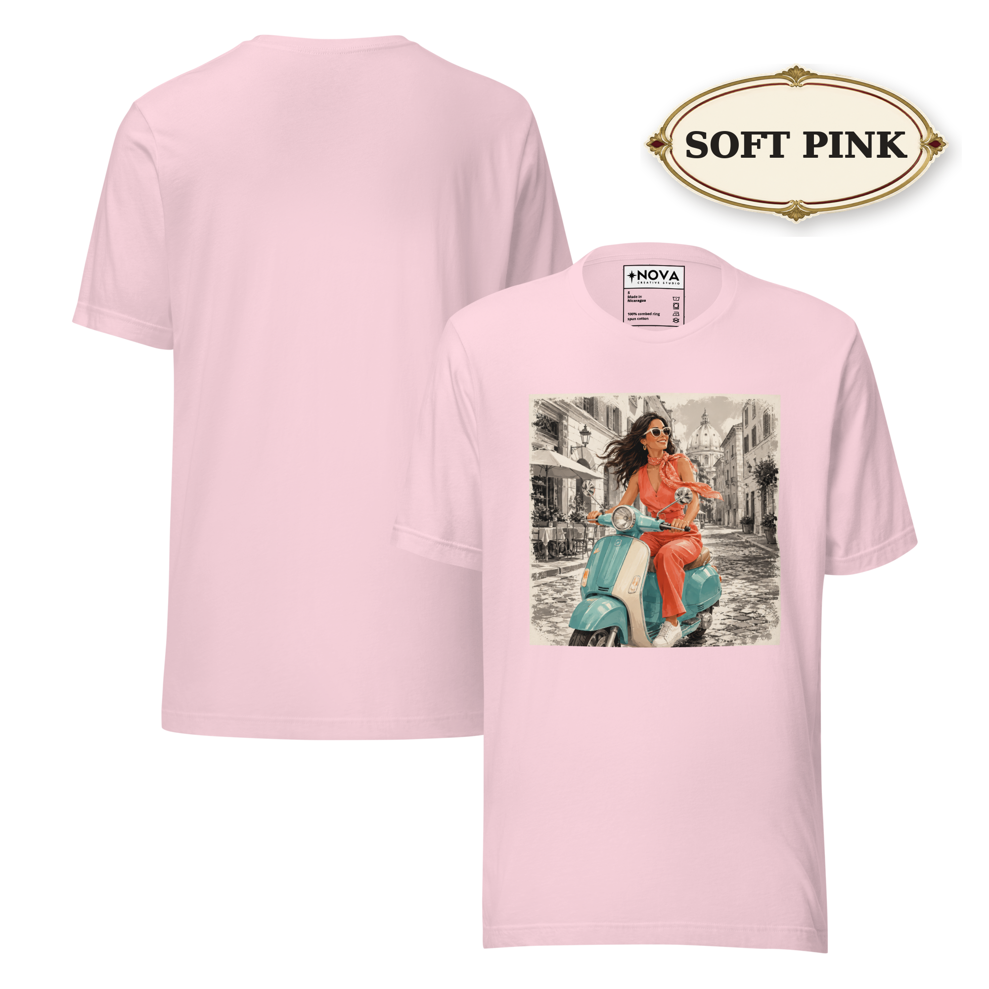 Italian Summer T-Shirt, Vintage Vespa Girl Tee, Retro Italy Travel Shirt, Mediterranean Vacation Top, Dolce Vita Graphic Tee