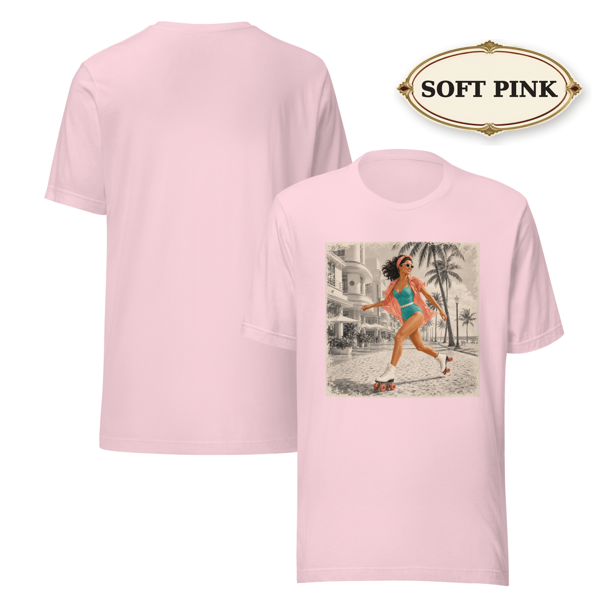 Miami Shirt for Women, Retro Roller Skating Tee, Vintage Florida T-Shirt, Miami Beach Graphic Tee, Summer Vacation Shirt, Skater Girl Gift
