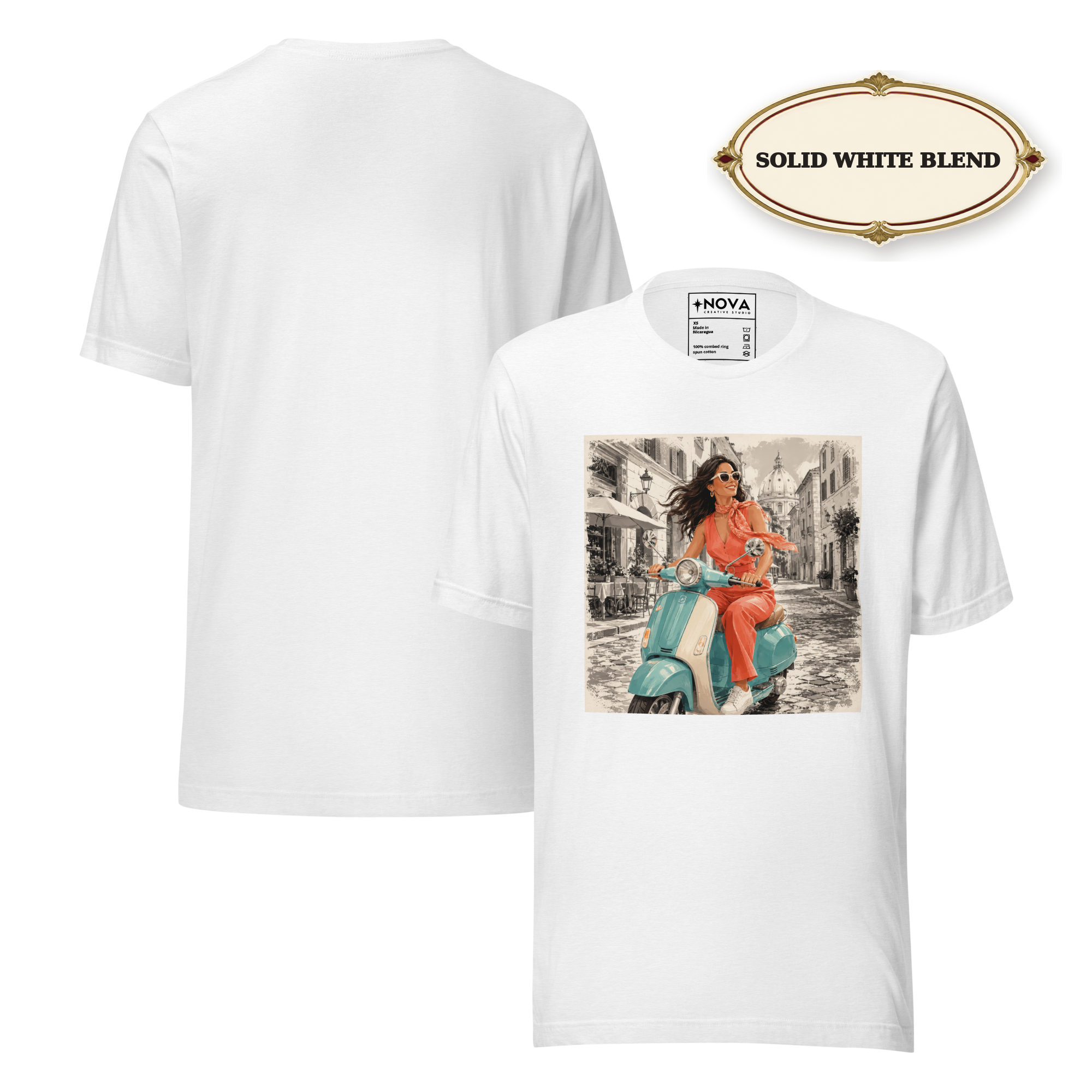 Italian Summer T-Shirt, Vintage Vespa Girl Tee, Retro Italy Travel Shirt, Mediterranean Vacation Top, Dolce Vita Graphic Tee