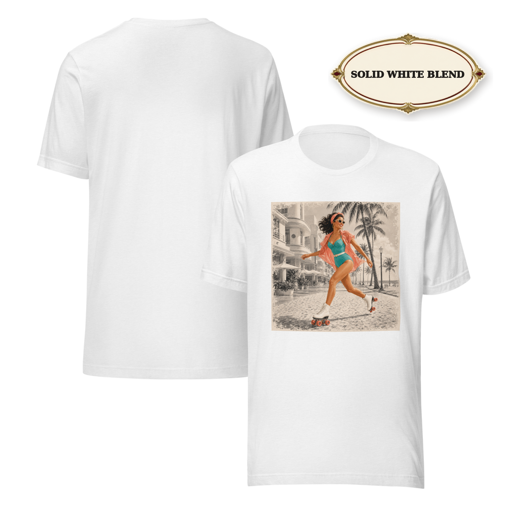 Miami Shirt for Women, Retro Roller Skating Tee, Vintage Florida T-Shirt, Miami Beach Graphic Tee, Summer Vacation Shirt, Skater Girl Gift