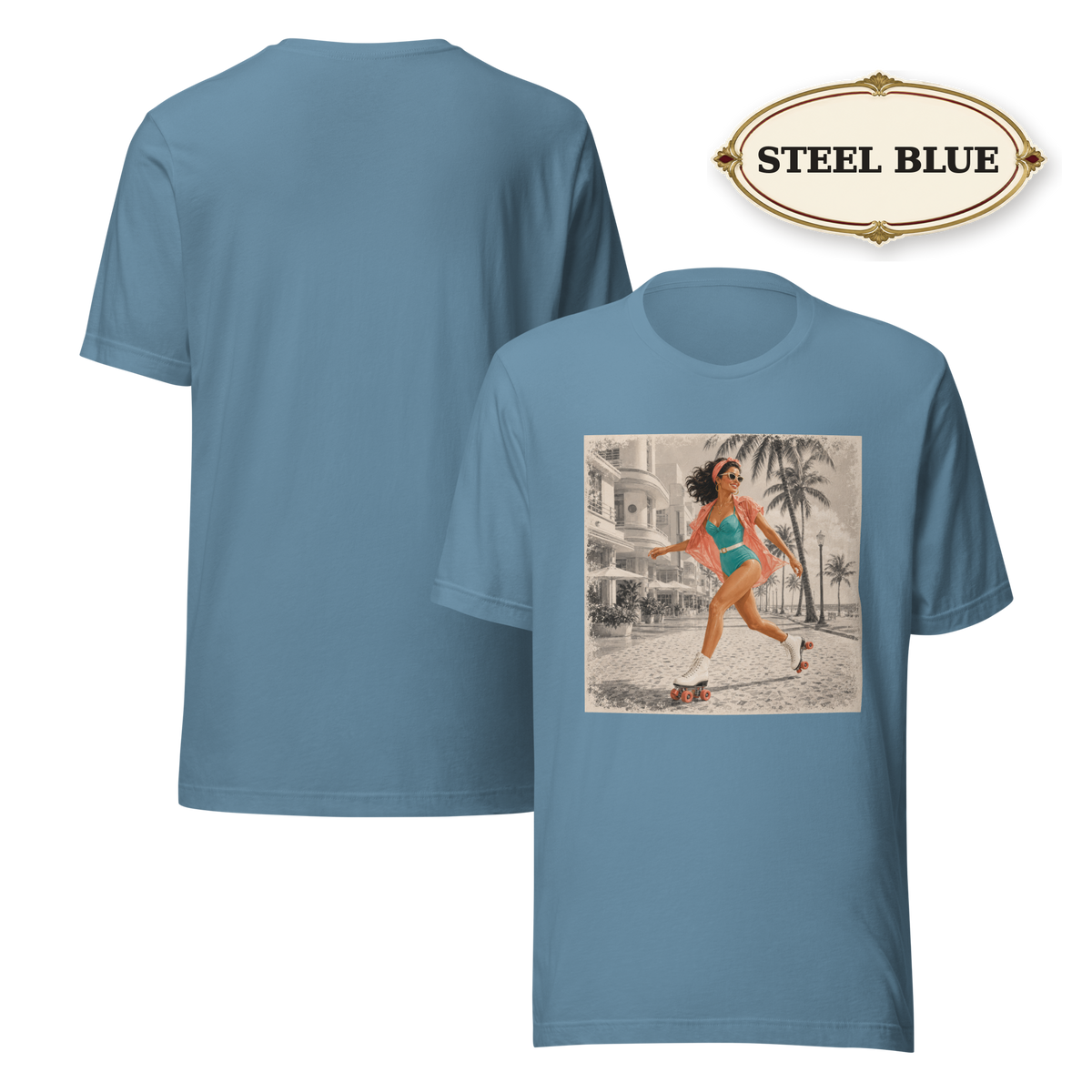 Miami Shirt for Women, Retro Roller Skating Tee, Vintage Florida T-Shirt, Miami Beach Graphic Tee, Summer Vacation Shirt, Skater Girl Gift