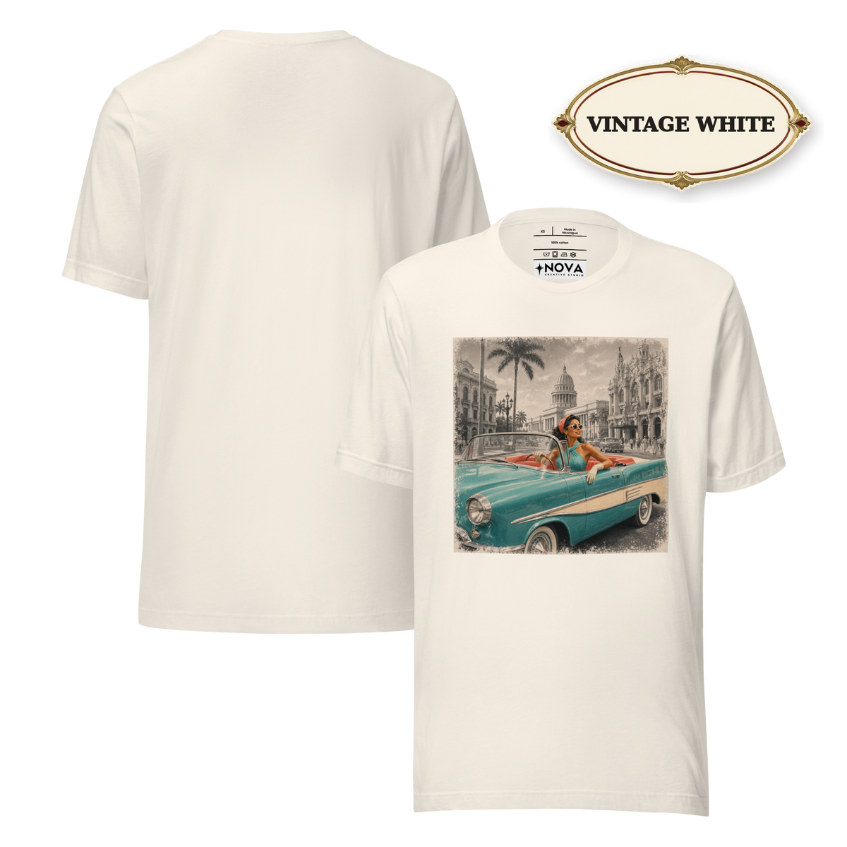 Havana Convertible Graphic Tee, Vintage Cuba Travel Shirt, Classic Car Gift