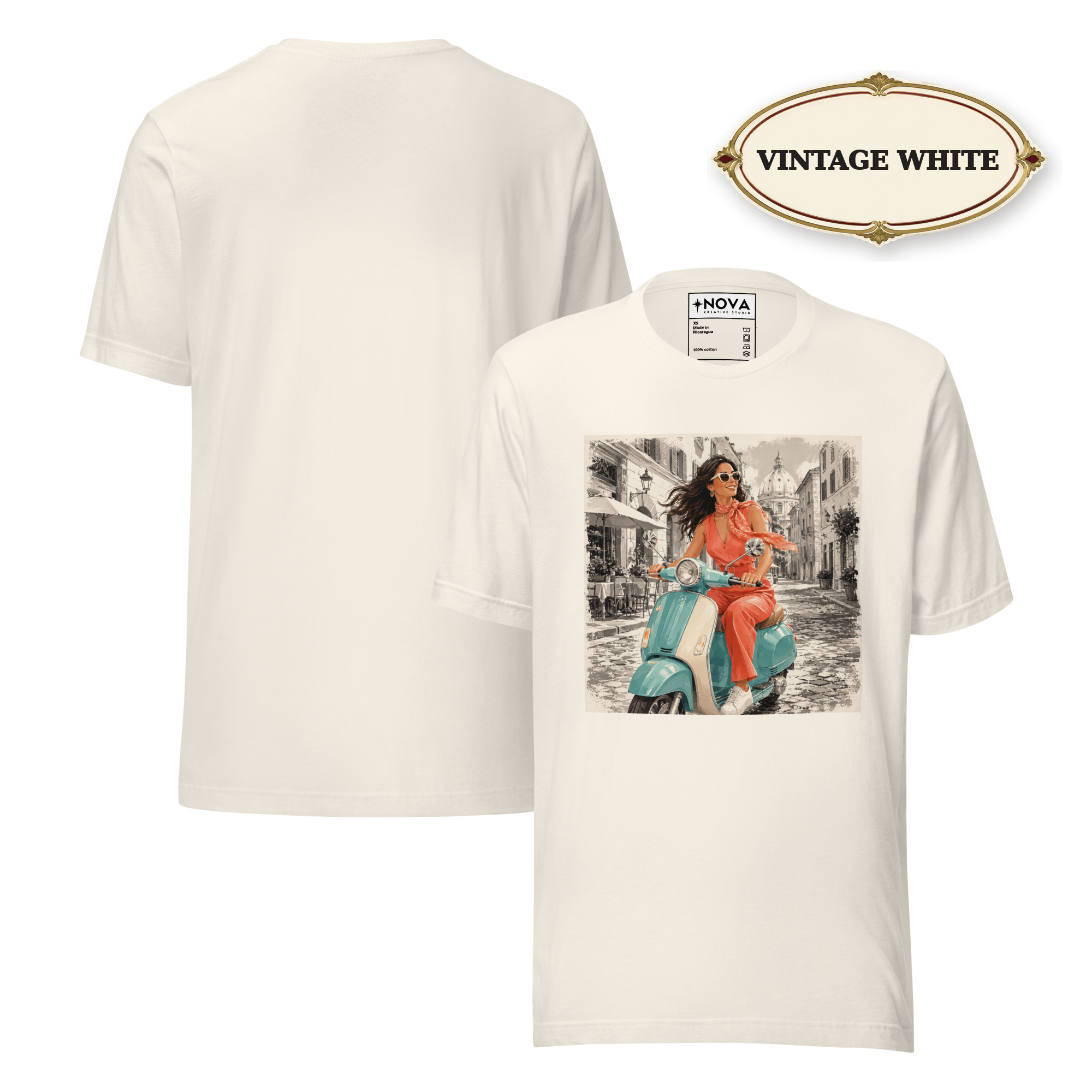 Italian Summer T-Shirt, Vintage Vespa Girl Tee, Retro Italy Travel Shirt, Mediterranean Vacation Top, Dolce Vita Graphic Tee