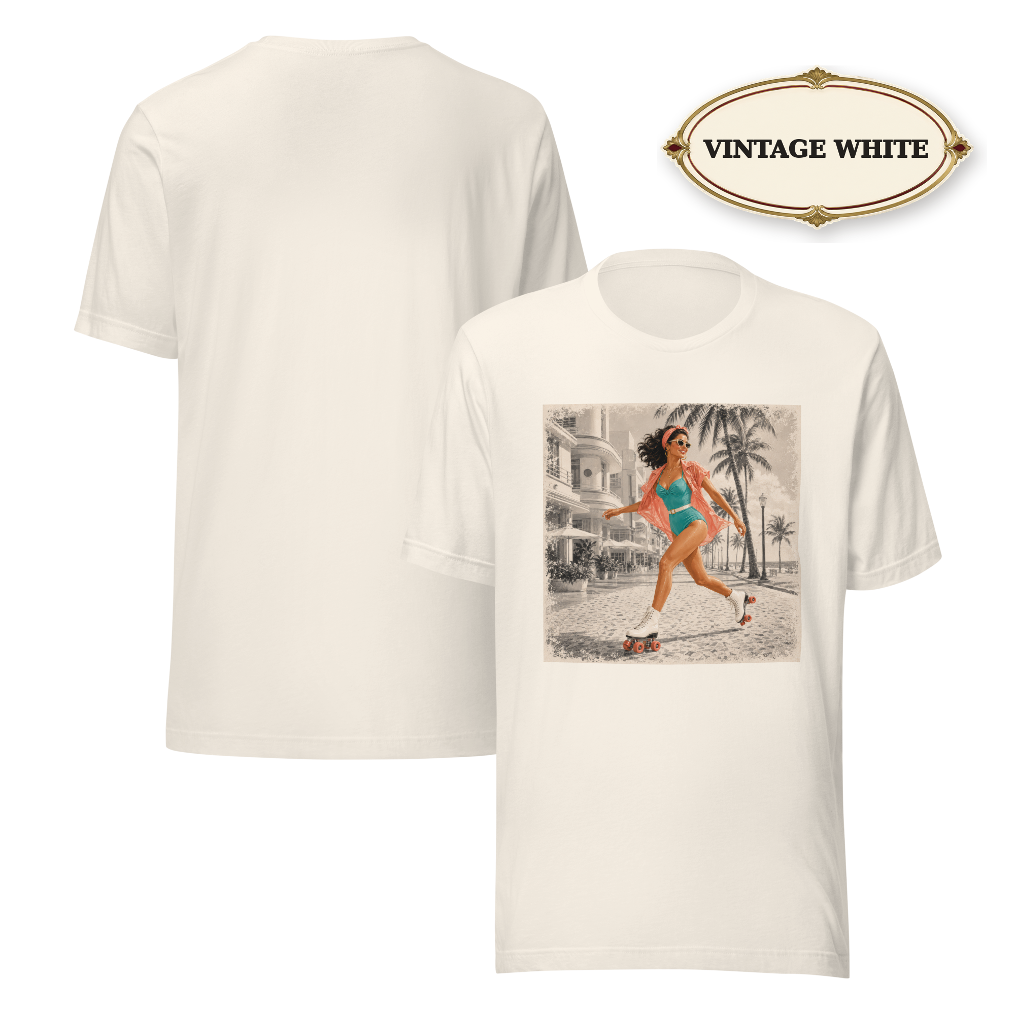 Miami Shirt for Women, Retro Roller Skating Tee, Vintage Florida T-Shirt, Miami Beach Graphic Tee, Summer Vacation Shirt, Skater Girl Gift