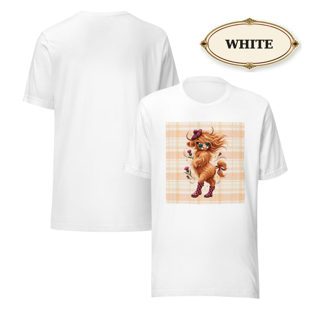 Women’s Highland Cow Graphic Tee, Cute Western Shirt, Cow Lover Gift