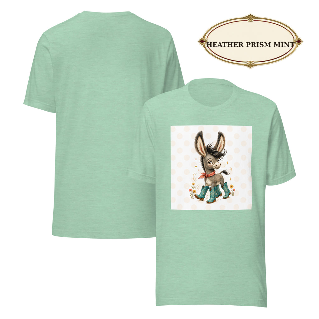 Cute Donkey Graphic Tee for Women, Whimsical Farm Animal Shirt