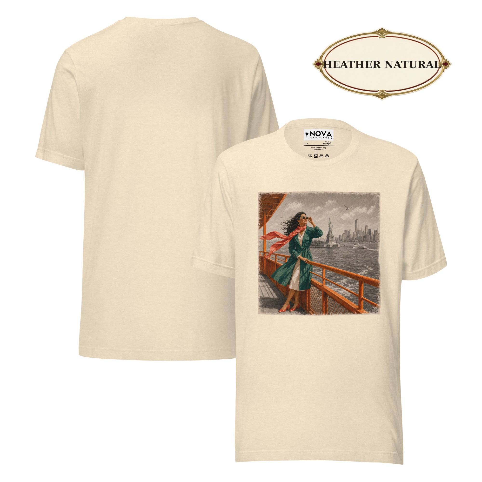 New York Ferry T-Shirt, Statue of Liberty and Manhattan Skyline Tee, NYC Harbor Travel Shirt, Gift for Her