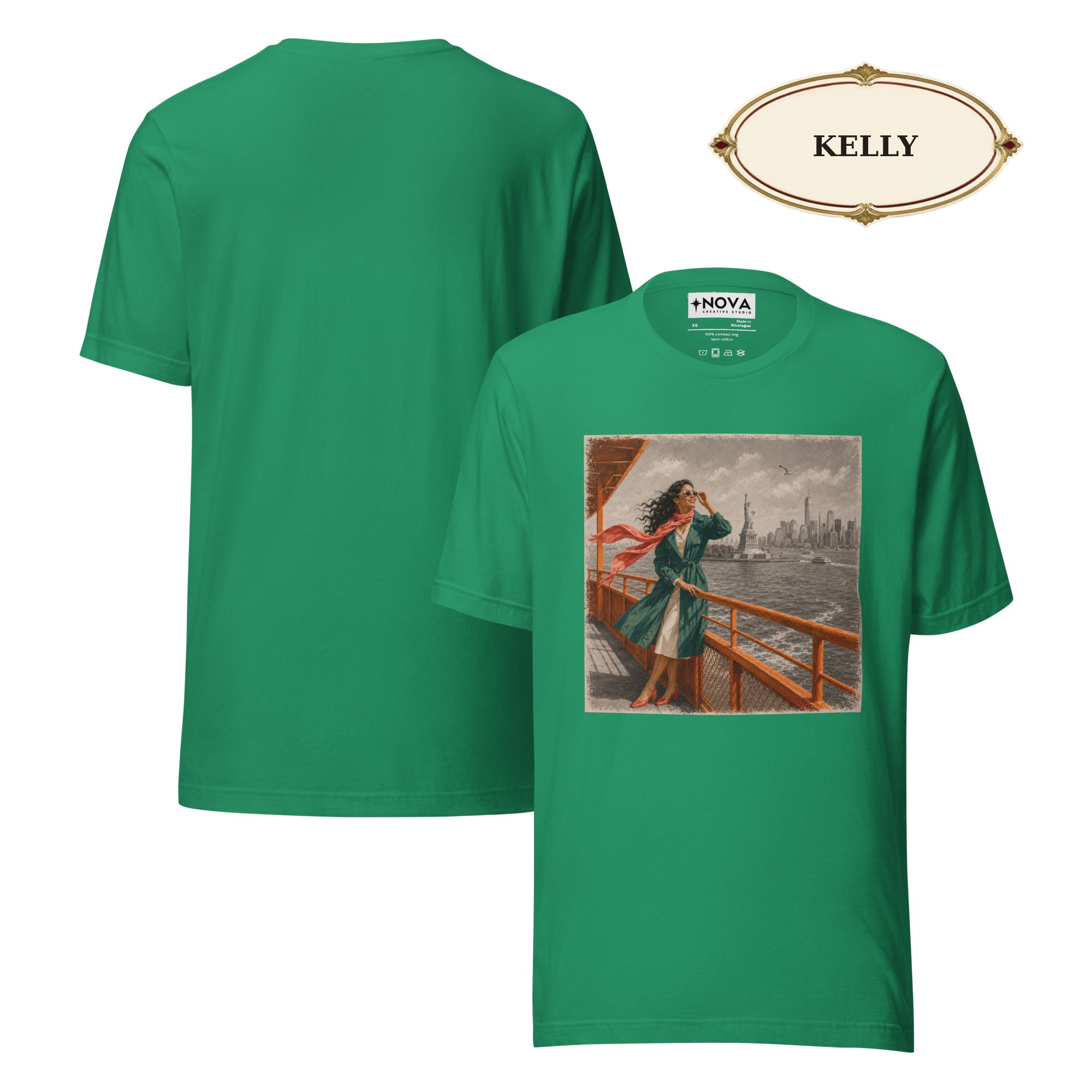 New York Ferry T-Shirt, Statue of Liberty and Manhattan Skyline Tee, NYC Harbor Travel Shirt, Gift for Her