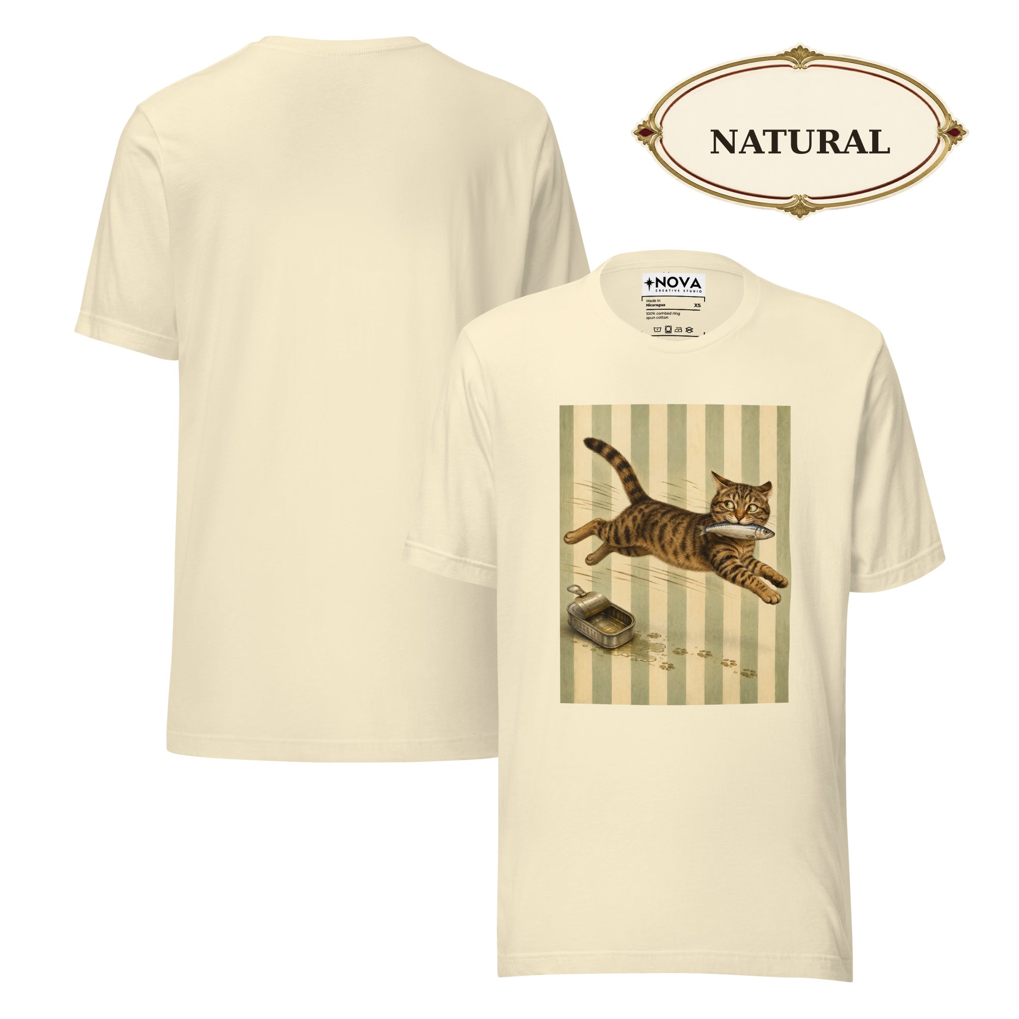 Sardine Thief Cat Graphic Tee, Unisex Funny Cat Lover Shirt