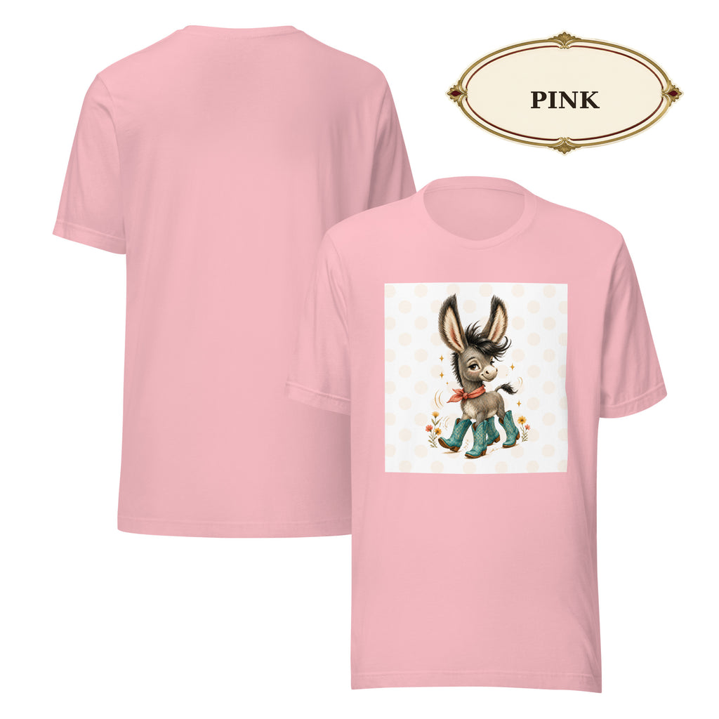 Cute Donkey Graphic Tee for Women, Whimsical Farm Animal Shirt