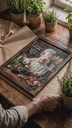 Funny Pig Chef Poster, Rustic Kitchen Wall Art with Farmhouse Humor for Cooking Lovers