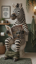 Spanish Zebra Bathroom Poster, Funny Toilet Wall Art, Quirky Animal Restroom Decor, Unframed Print