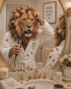 Funny Lion Bad Hair Day Poster, Humorous Animal Bathroom Art Print