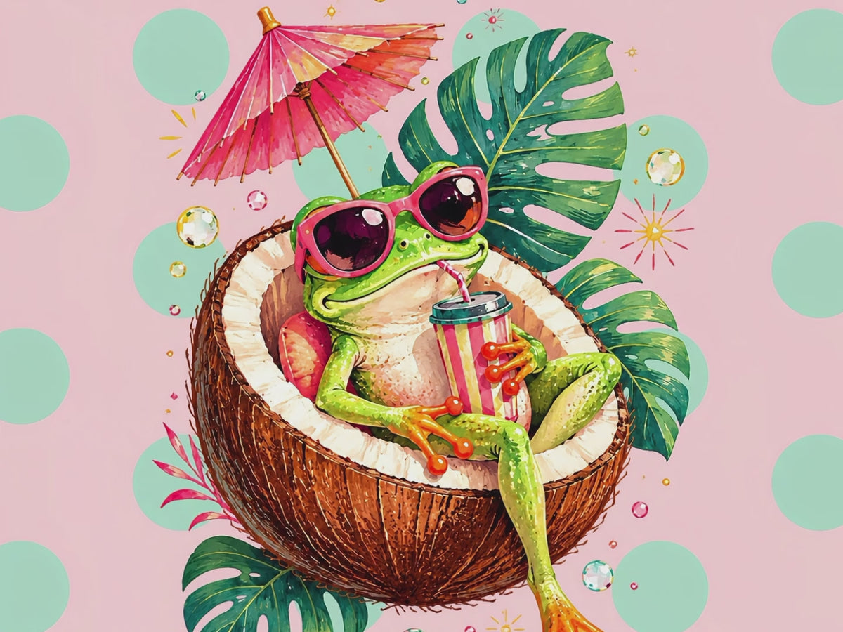 Women’s Tropical Cocktail Graphic Tee, Coconut Drink Summer Shirt