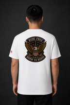 Ride Free Born to Roam Biker Shirt, Patriotic Eagle Motorcycle T-Shirt, American Flag Graphic Tee, Unisex Rider Gift