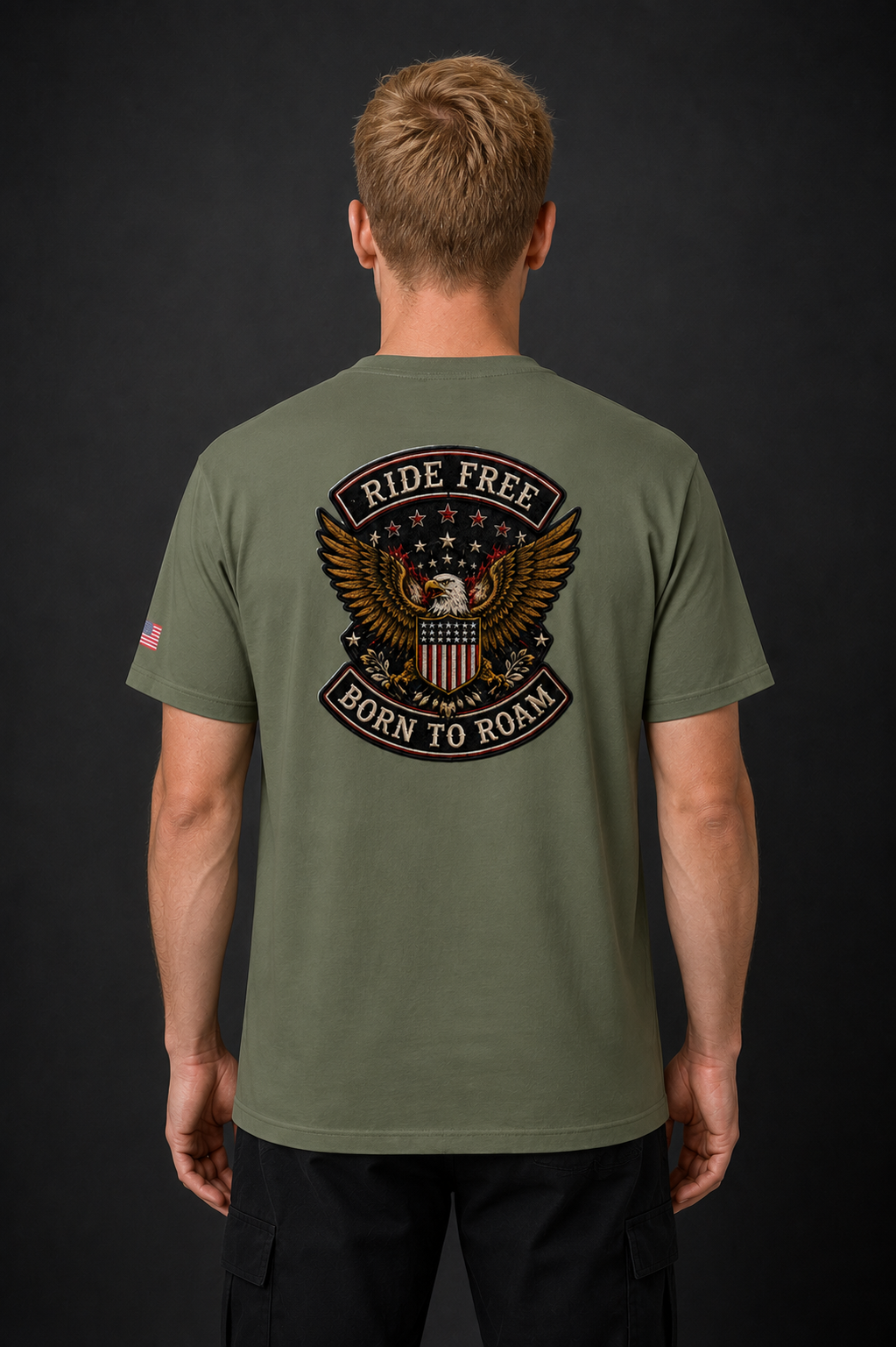 Ride Free Born to Roam Biker Shirt, Patriotic Eagle Motorcycle T-Shirt, American Flag Graphic Tee, Unisex Rider Gift
