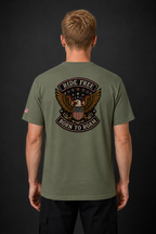 Ride Free Born to Roam Biker Shirt, Patriotic Eagle Motorcycle T-Shirt, American Flag Graphic Tee, Unisex Rider Gift