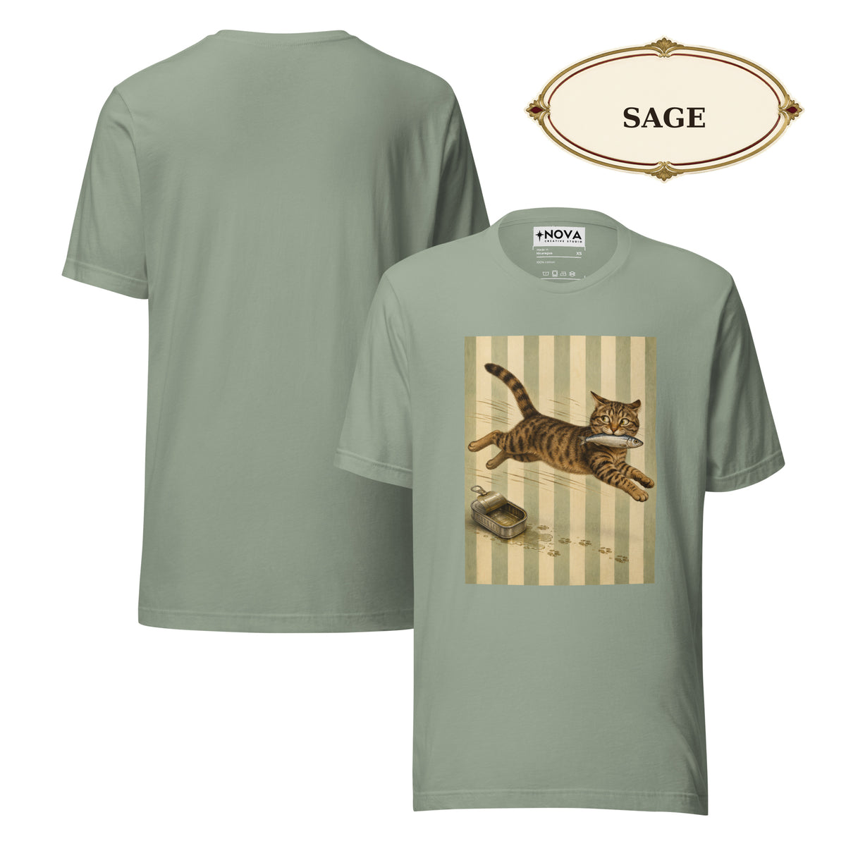 Sardine Thief Cat Graphic Tee, Unisex Funny Cat Lover Shirt