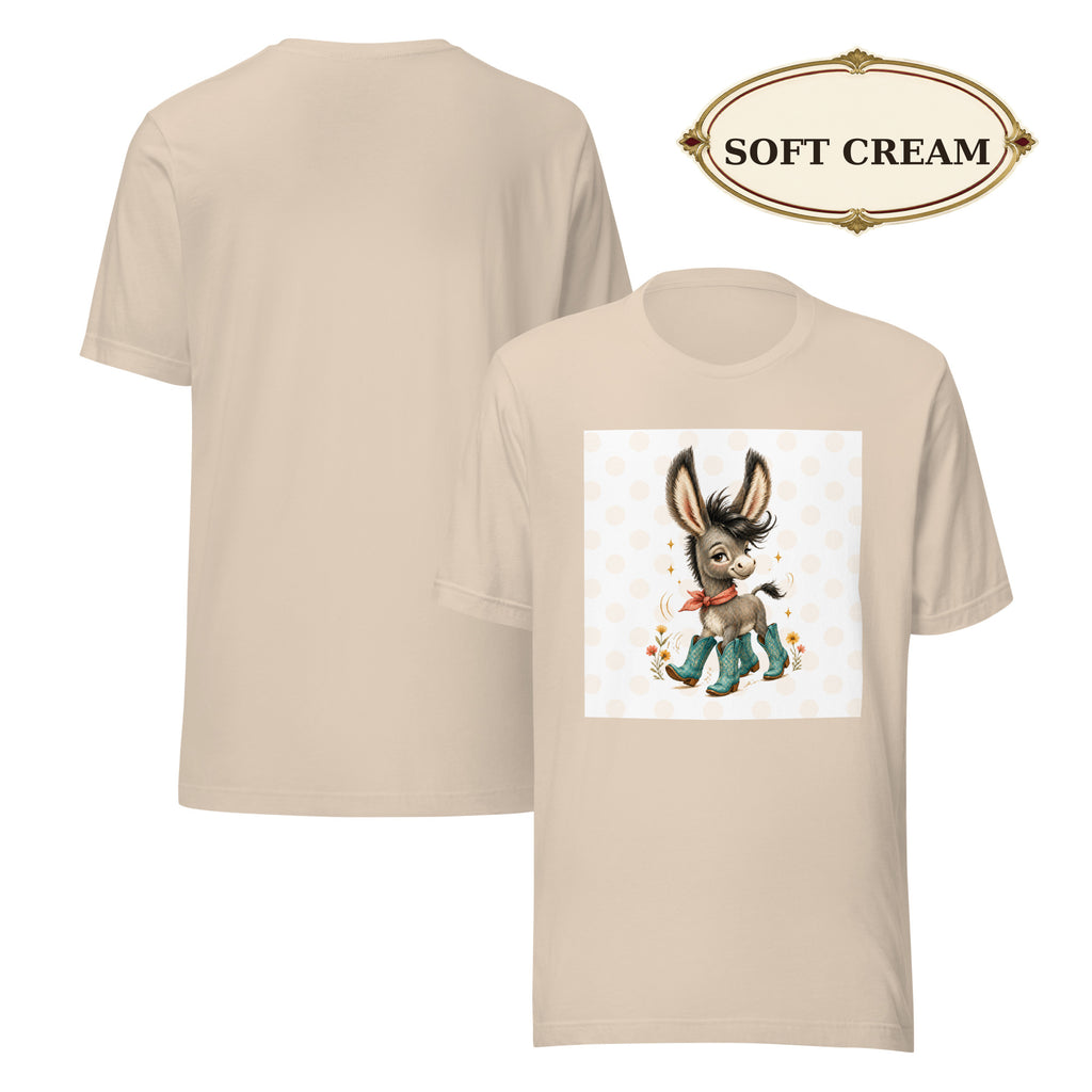 Cute Donkey Graphic Tee for Women, Whimsical Farm Animal Shirt