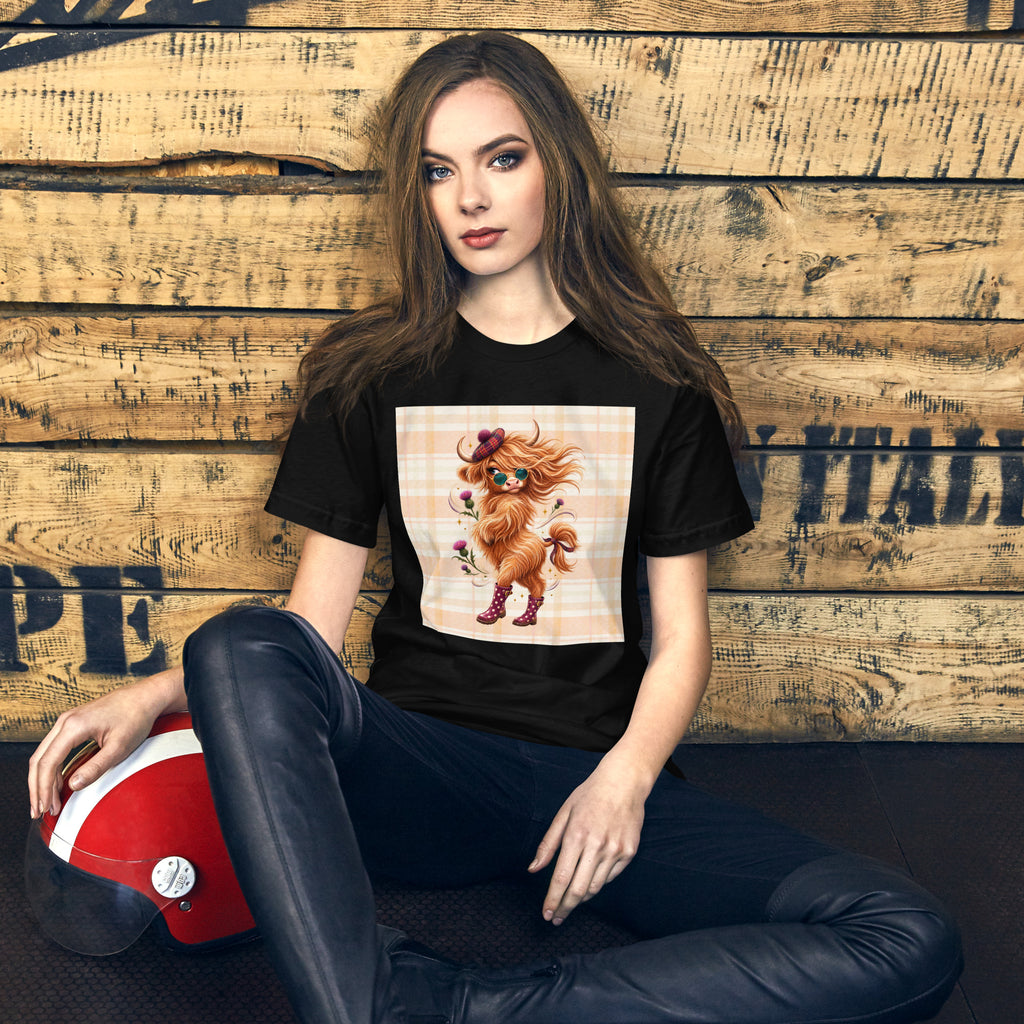 Women’s Highland Cow Graphic Tee, Cute Western Shirt, Cow Lover Gift