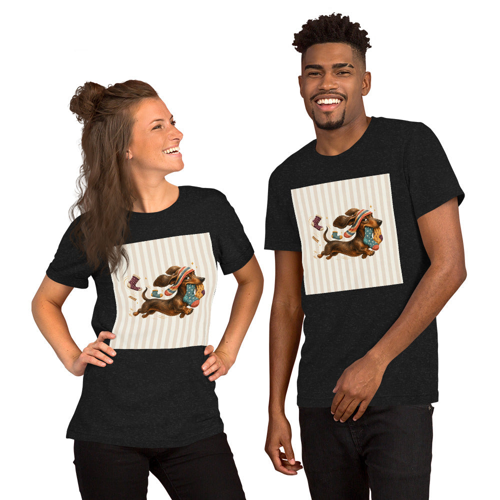 Sock Thief Dachshund Graphic Tee, Funny Unisex Wiener Dog Shirt