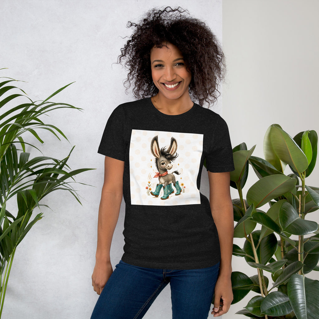 Cute Donkey Graphic Tee for Women, Whimsical Farm Animal Shirt