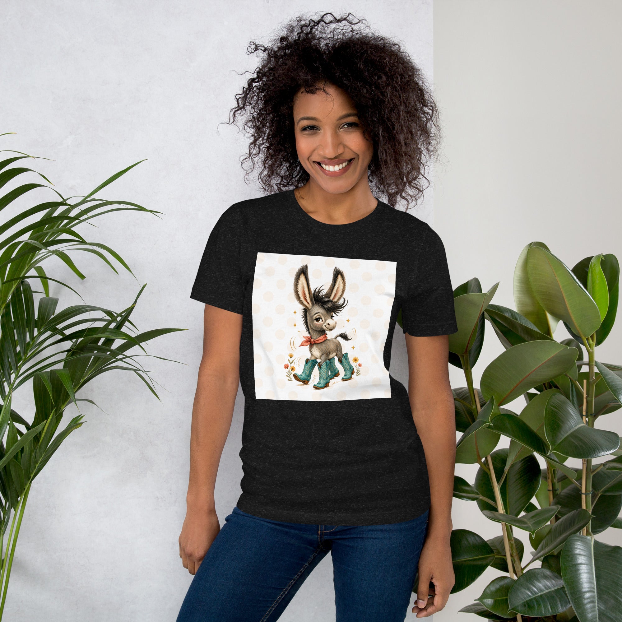 Cute Donkey Graphic Tee for Women, Whimsical Farm Animal Shirt