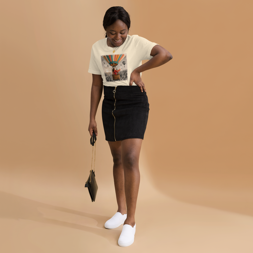 Hot Air Balloon Graphic Tee, Vintage Woman Travel Shirt, Whimsical Adventure Gift