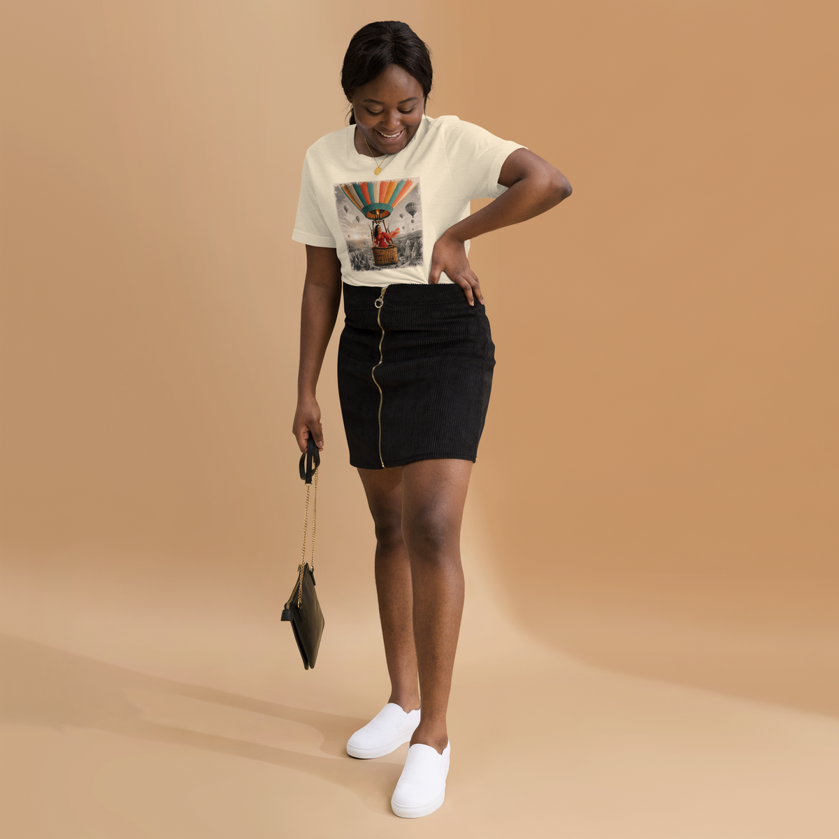Hot Air Balloon Graphic Tee, Vintage Woman Travel Shirt, Whimsical Adventure Gift