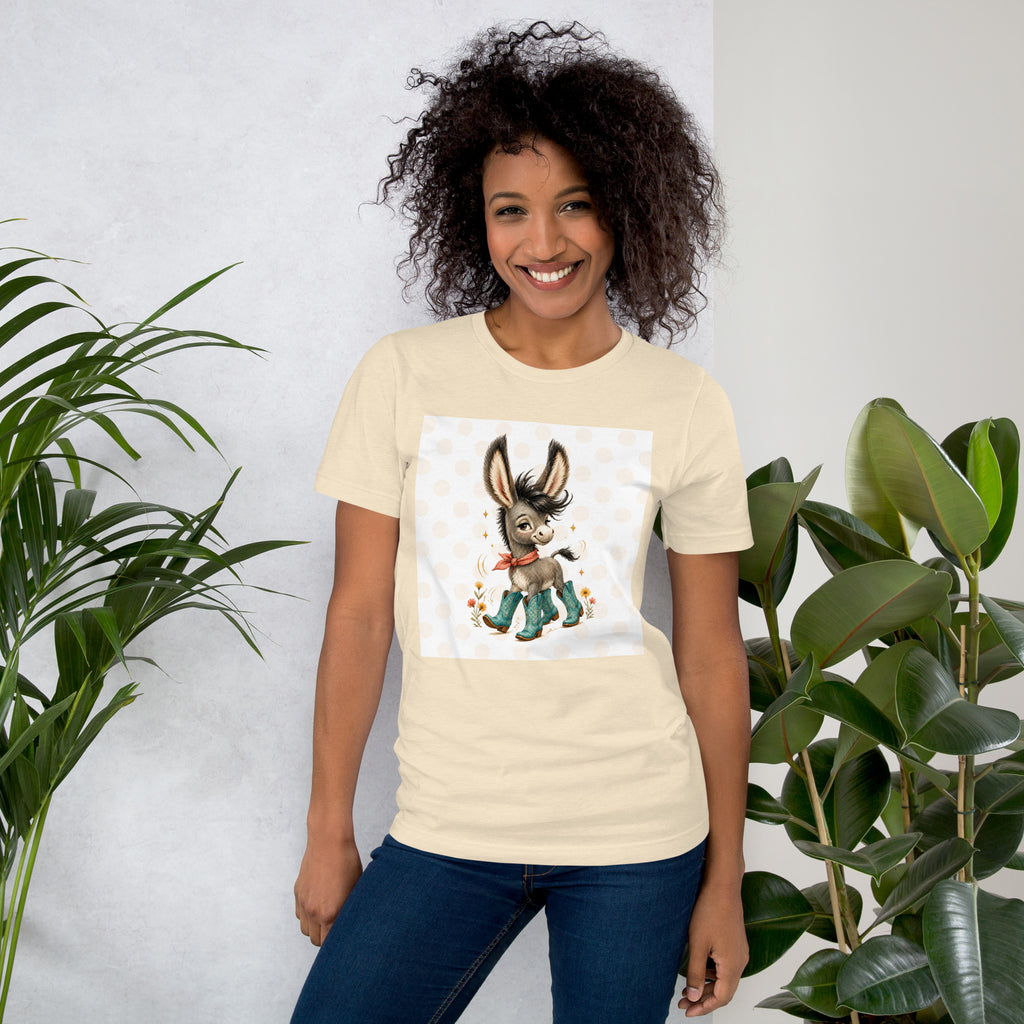 Cute Donkey Graphic Tee for Women, Whimsical Farm Animal Shirt