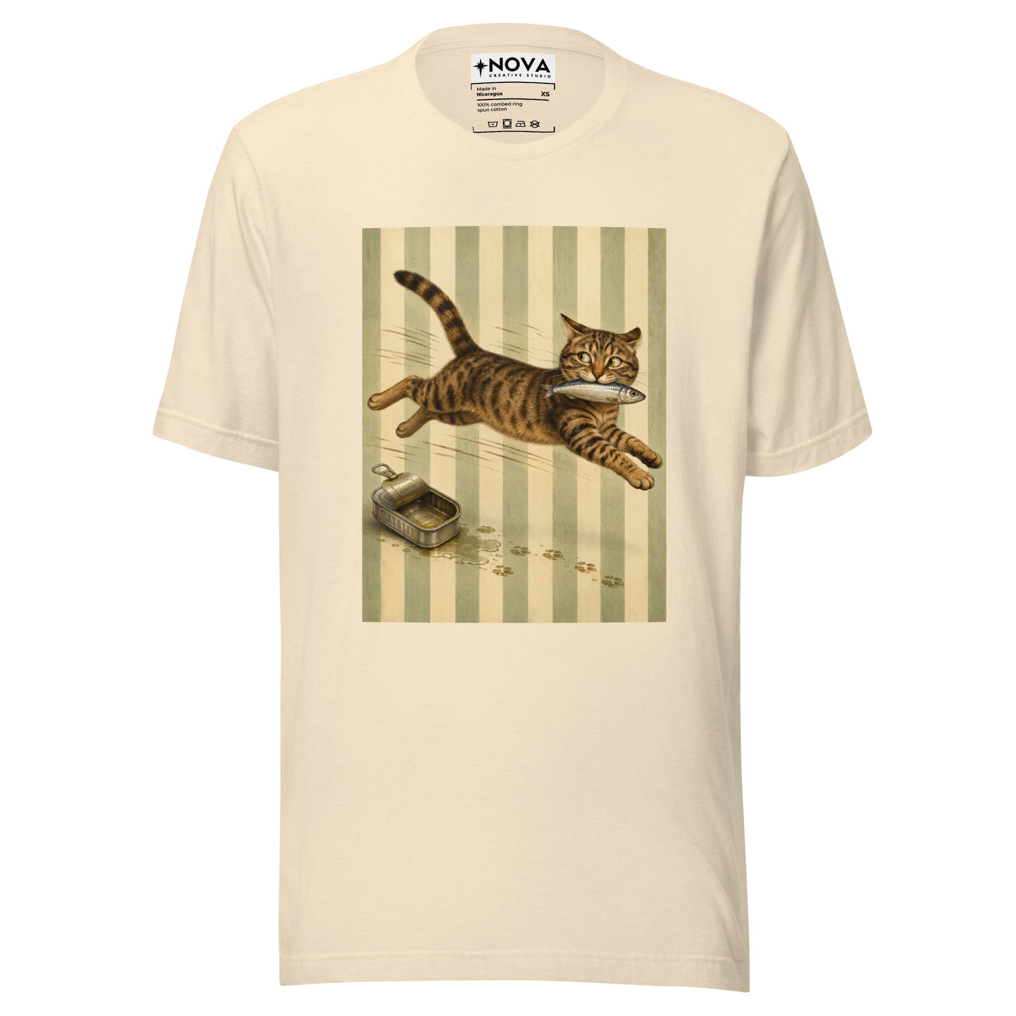 Sardine Thief Cat Graphic Tee, Unisex Funny Cat Lover Shirt