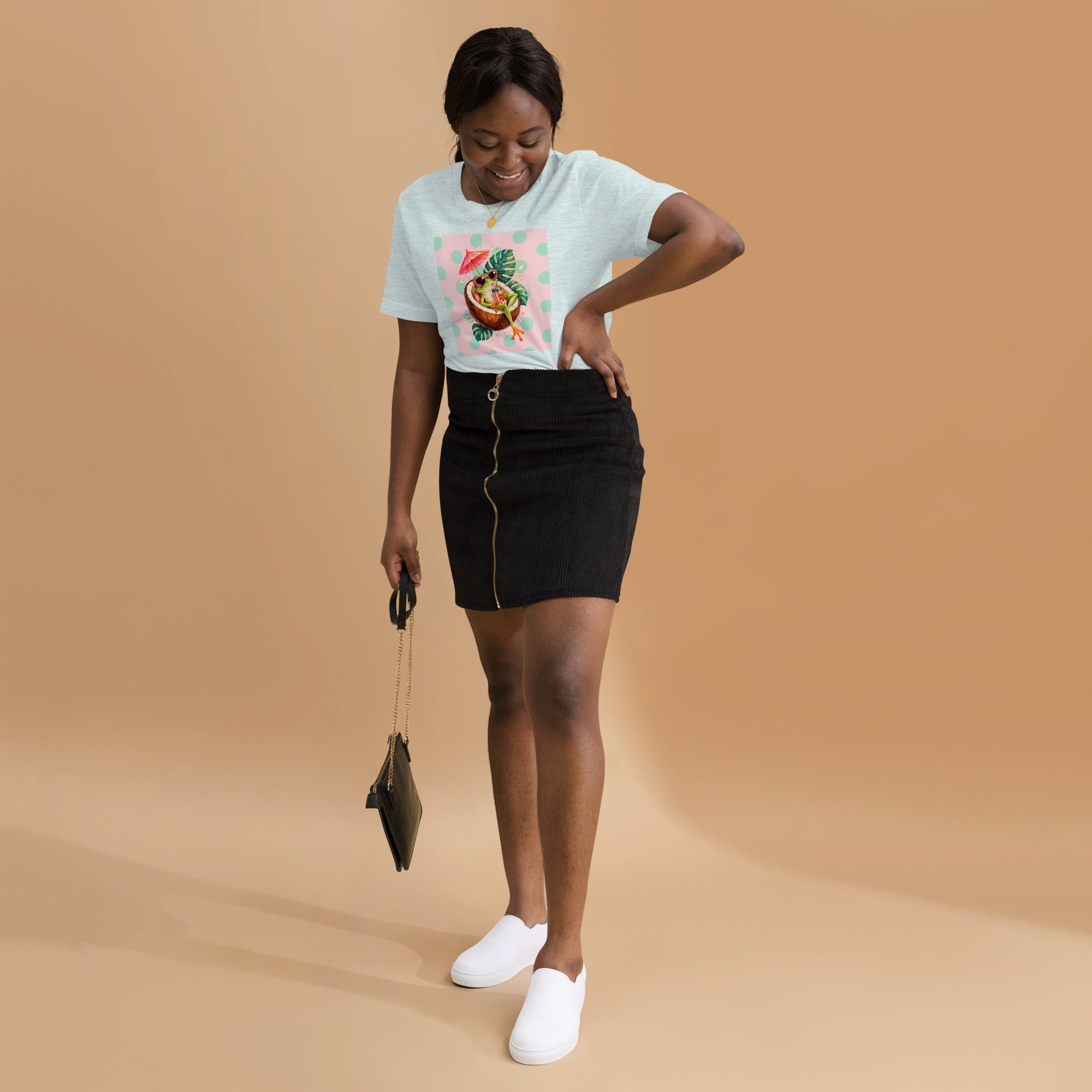 Women’s Tropical Cocktail Graphic Tee, Coconut Drink Summer Shirt