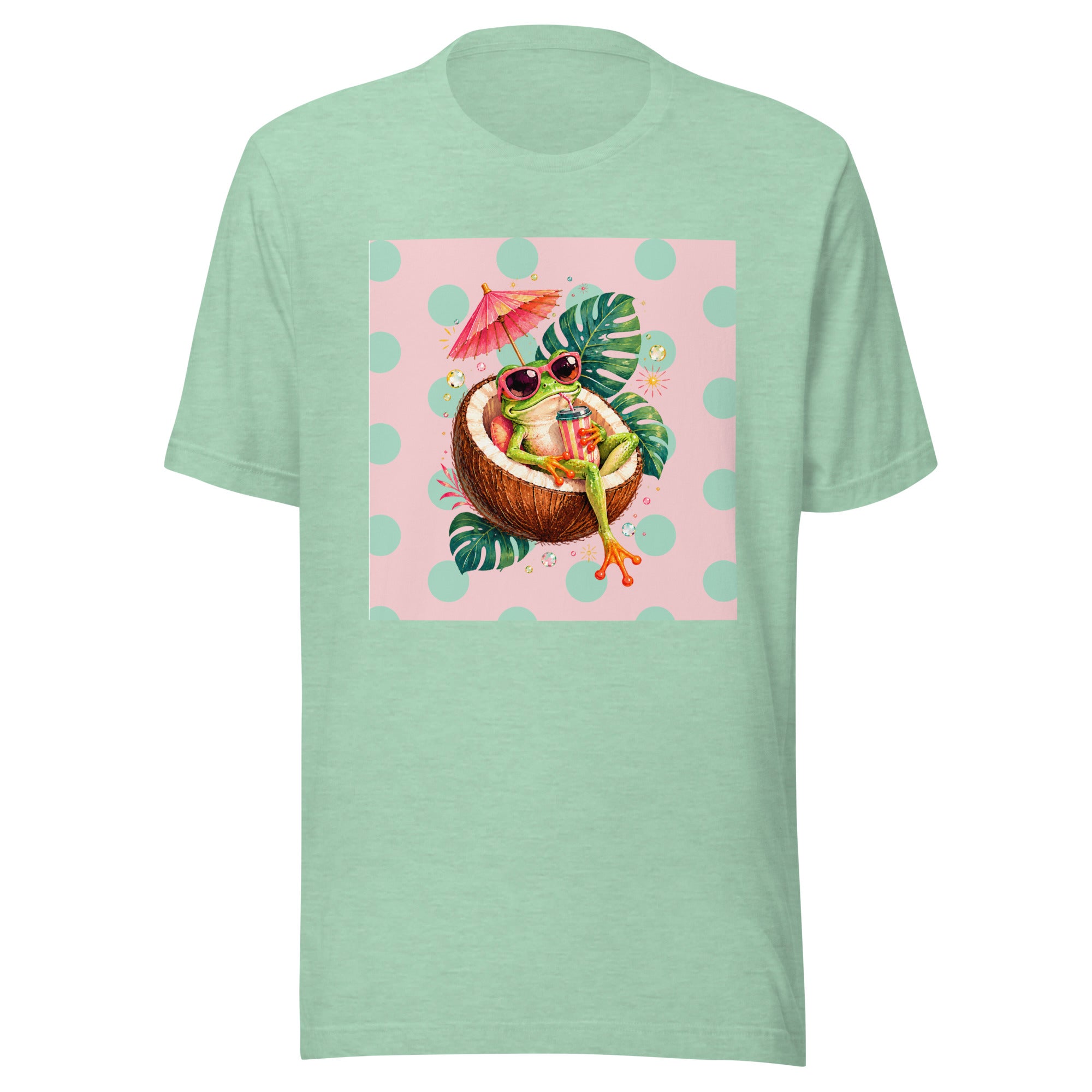 Women’s Tropical Cocktail Graphic Tee, Coconut Drink Summer Shirt
