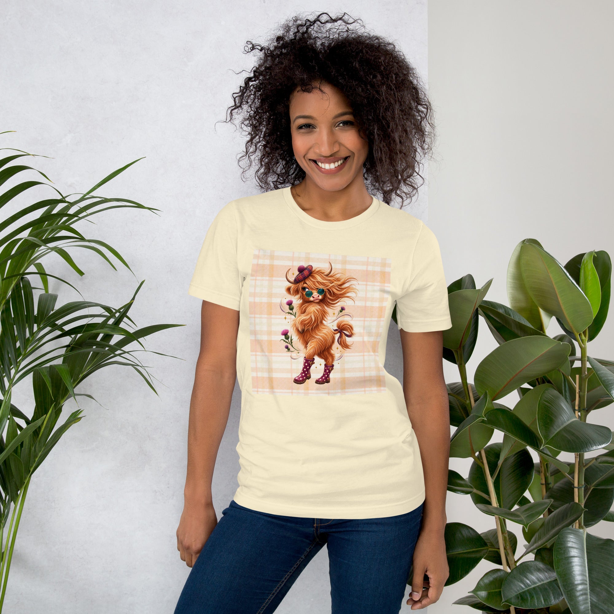 Women’s Highland Cow Graphic Tee, Cute Western Shirt, Cow Lover Gift