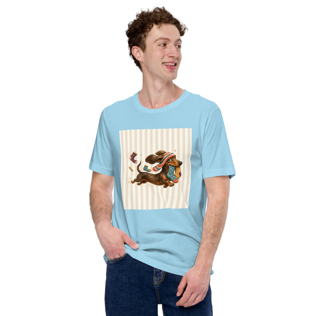 Sock Thief Dachshund Graphic Tee, Funny Unisex Wiener Dog Shirt