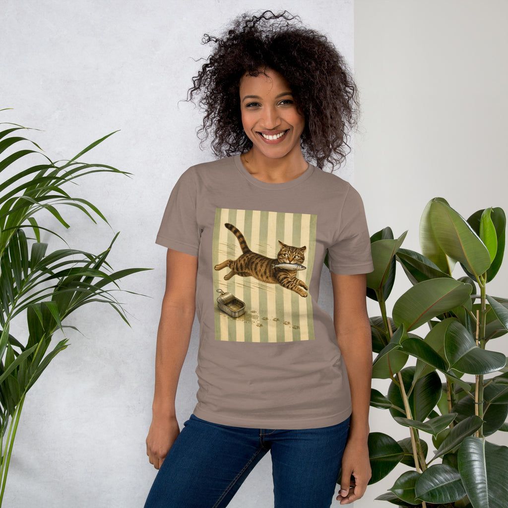 Sardine Thief Cat Graphic Tee, Unisex Funny Cat Lover Shirt