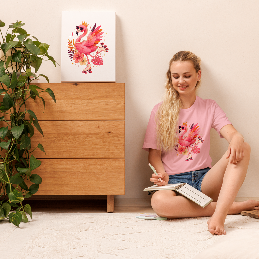 Pink Flamingo Shirt for Women, Tropical Graphic Tee, Colorful Summer T-Shirt, Beach Vacation Tee, Flamingo Lover Gift
