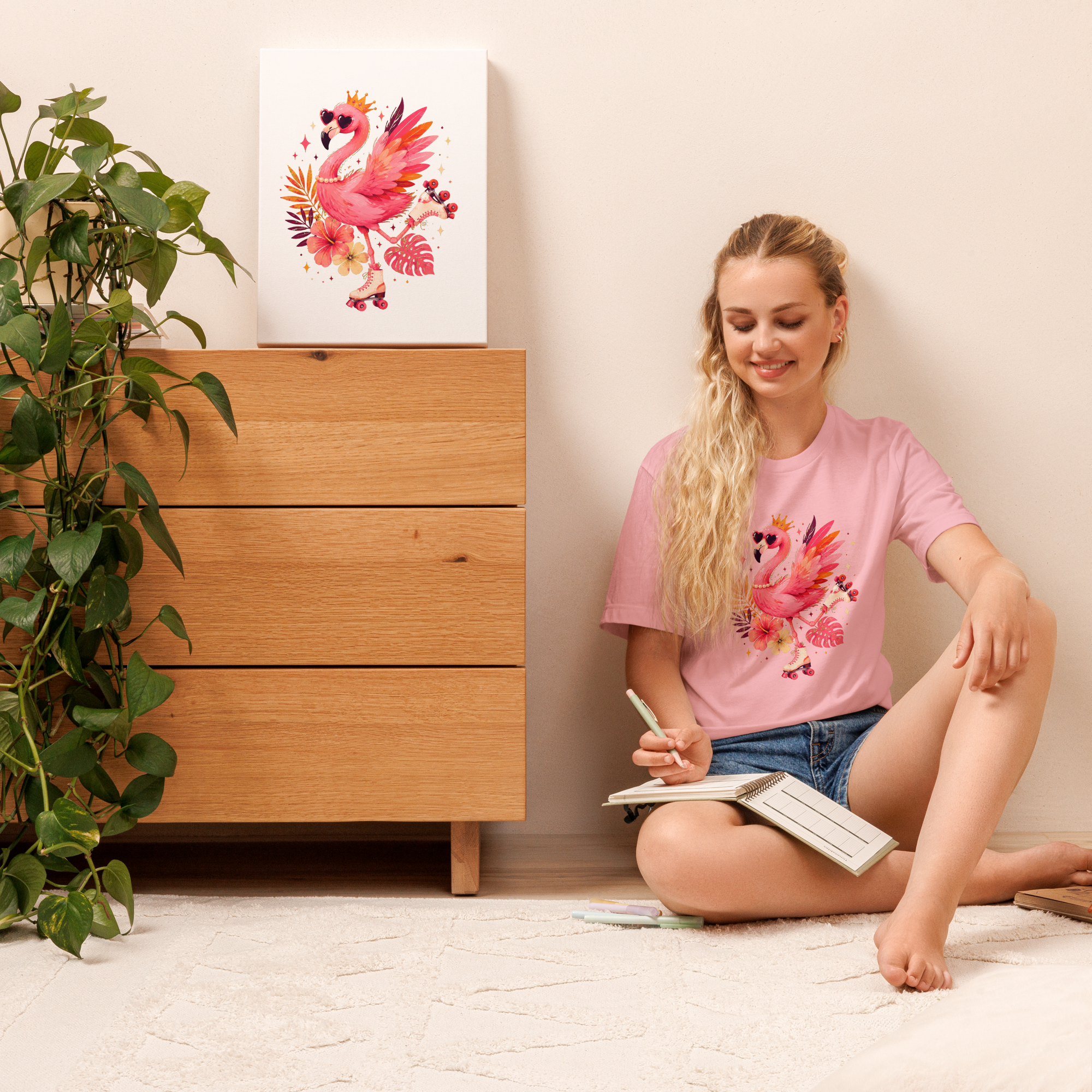 Pink Flamingo Shirt for Women, Tropical Graphic Tee, Colorful Summer T-Shirt, Beach Vacation Tee, Flamingo Lover Gift