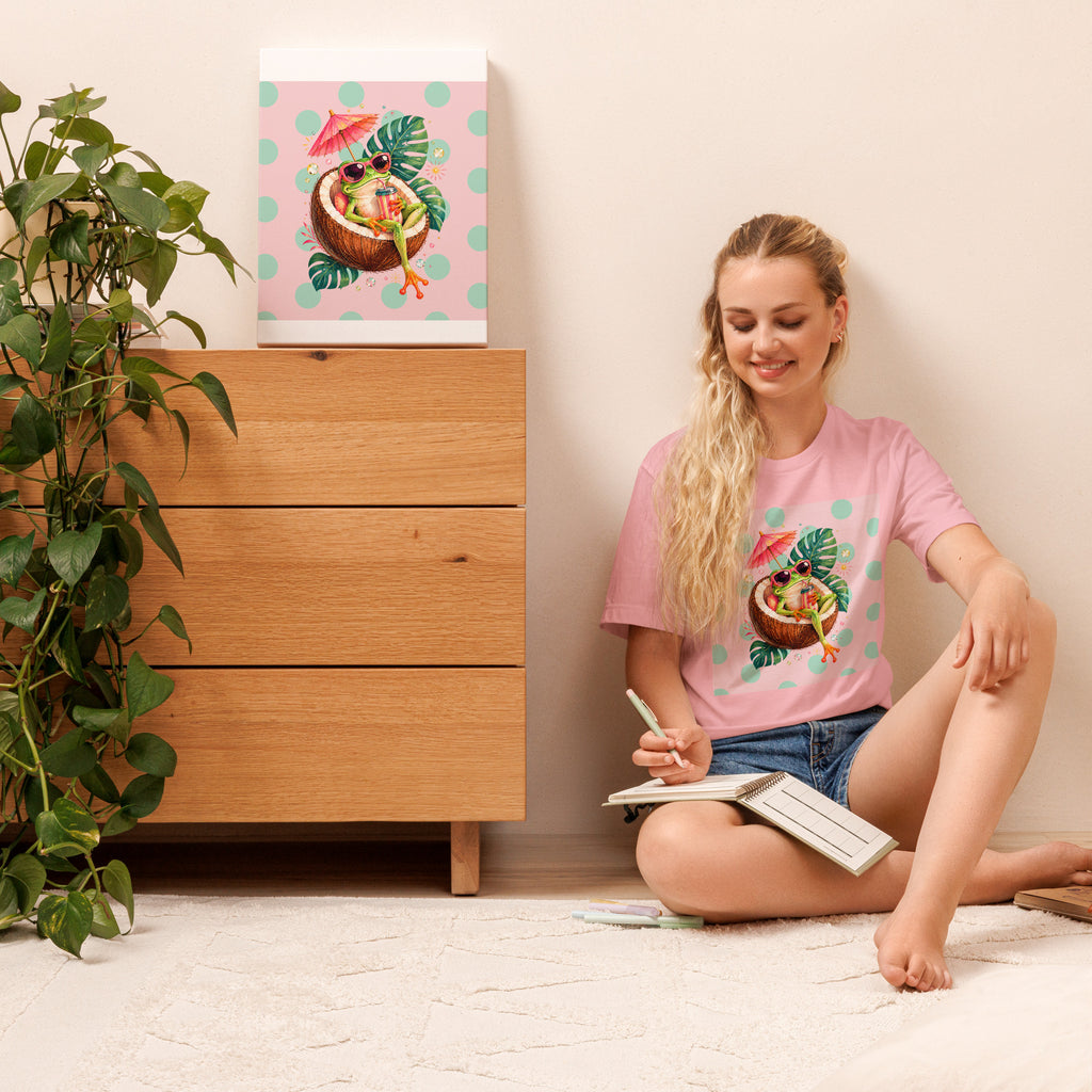 Women’s Tropical Cocktail Graphic Tee, Coconut Drink Summer Shirt