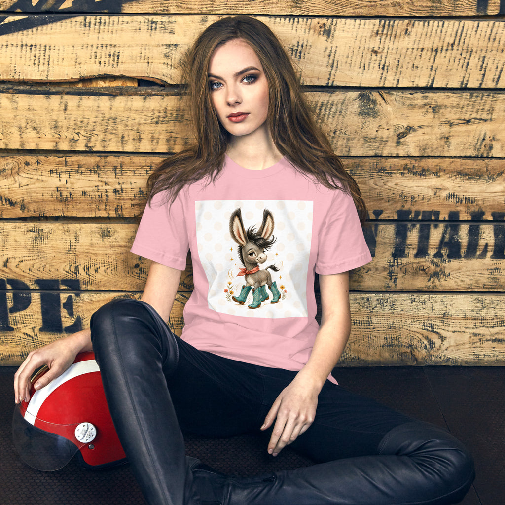 Cute Donkey Graphic Tee for Women, Whimsical Farm Animal Shirt