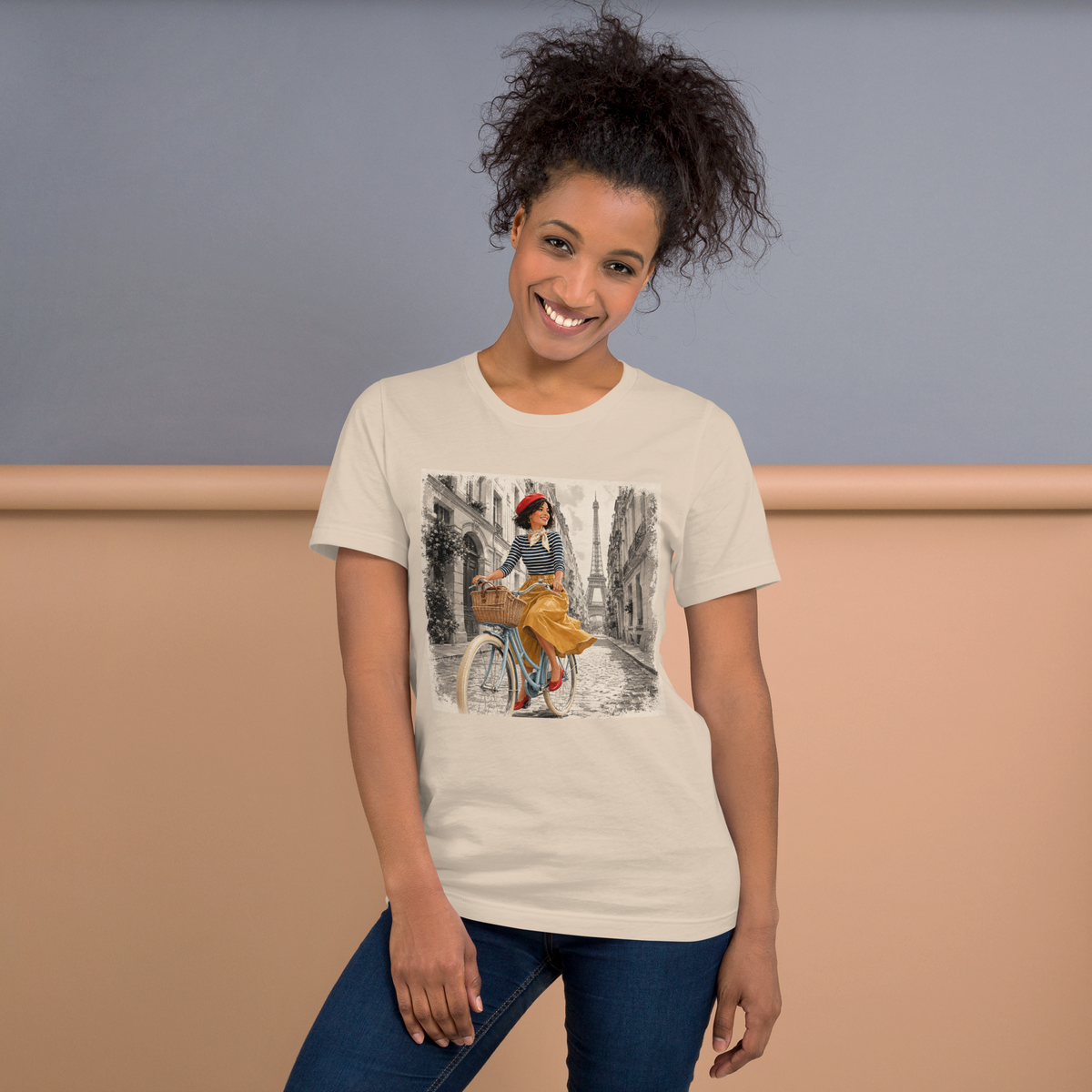 Paris Shirt for Women, Parisian Bicycle T-Shirt, French Girl Graphic Tee, Vintage Paris Shirt, France Travel Tee, Paris Lover Gift