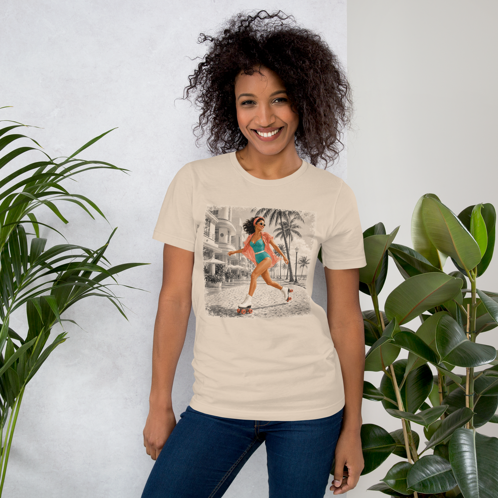 Miami Shirt for Women, Retro Roller Skating Tee, Vintage Florida T-Shirt, Miami Beach Graphic Tee, Summer Vacation Shirt, Skater Girl Gift