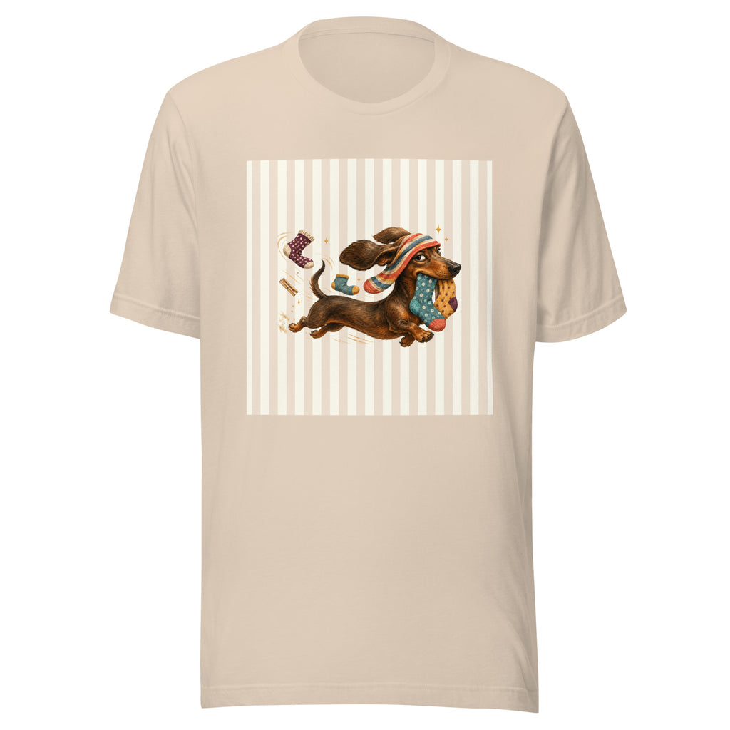 Sock Thief Dachshund Graphic Tee, Funny Unisex Wiener Dog Shirt